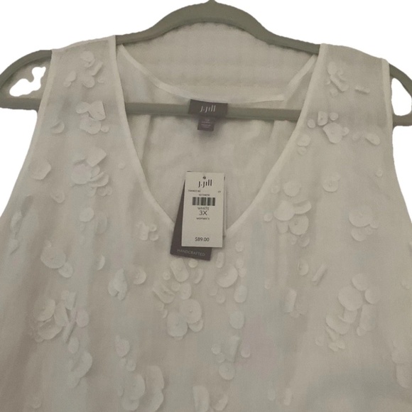 J Jill Stunning Linen Sleeveless White Top W/ Flower Appliqués 3X NWT Stunning! - Picture 1 of 6